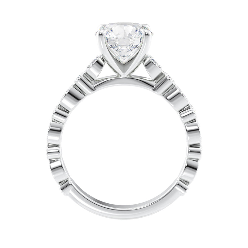 Natural vintage style solitaire engagement ring white gold side view.