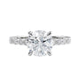 Natural vintage style solitaire engagement ring white gold front view.