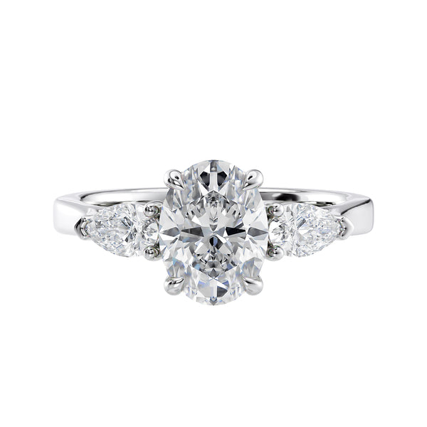 Lab Grown Oval & Pear | 3 Stone Diamond Engagement Ring - McGuire Diamonds