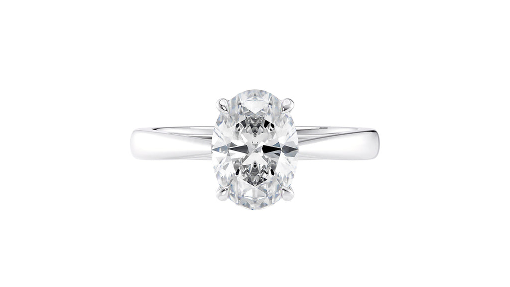 Oval Solitaire Tapered Band Diamond Engagement Ring