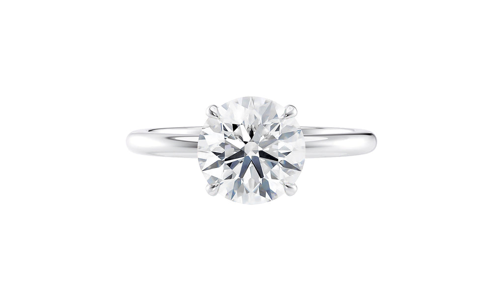 Round Solitaire Slim Band Lab Grown Diamond Engagement Ring