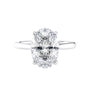 Hidden halo oval solitaire engagement ring white gold front view.