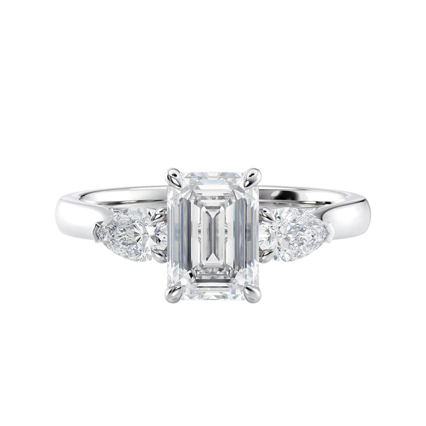 Lab-Grown Emerald & Pear Cut Trilogy | Diamond Engagement Ring ...