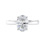 Mined diamond oval engagement ring white gold front view.