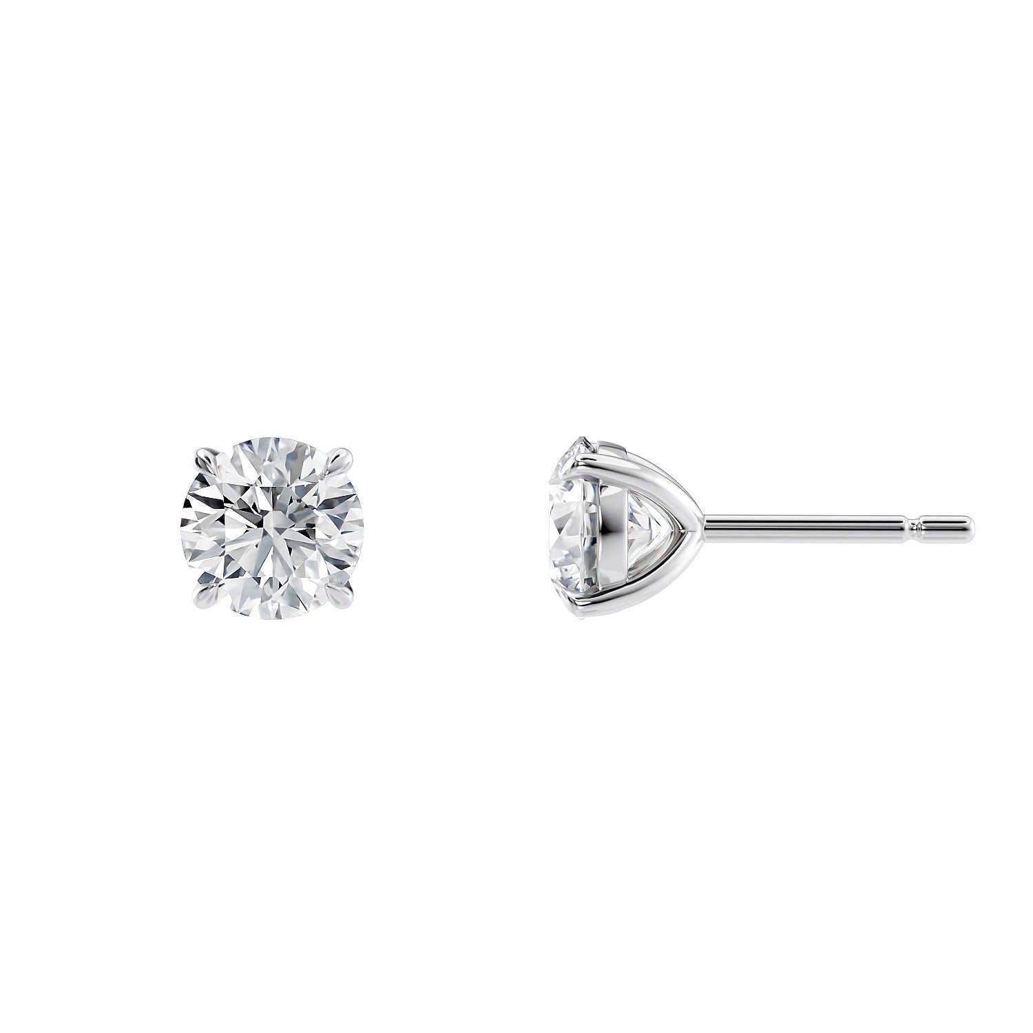 Lab grown diamond earrings set in 18kt white gold four claw settings