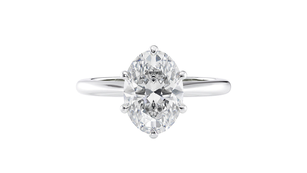 Oval Solitaire 6 Claw Diamond Engagement Ring