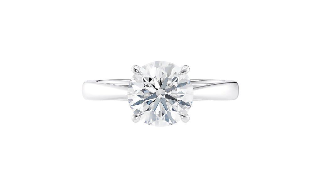 Round Solitaire Tapered Band Diamond Engagement Ring