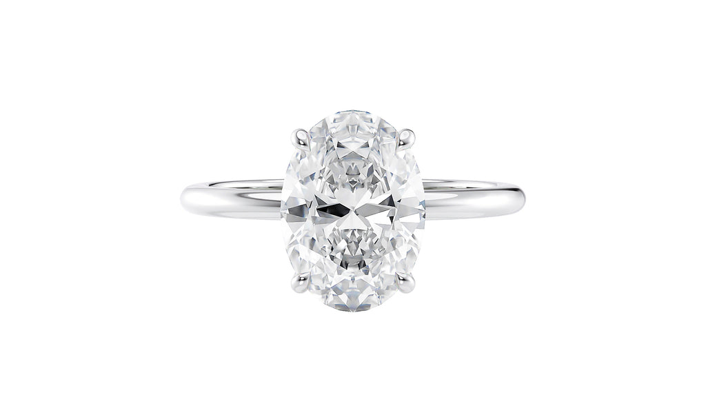 Oval Solitaire Slim Band Diamond Engagement Ring