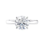 Tapered 18ct white gold band natural round diamond engagement ring front view.