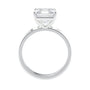 Asscher cut solitaire diamond engagement ring white gold side view.