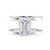 Emerald cut laboratory grown diamond double band engagement ring white gold front view.