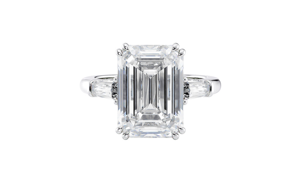 Emerald Cut Diamond Engagement Ring with Tapered Baguette Shoulders