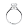 Natural diamond solitaire with a hidden halo white gold side view.