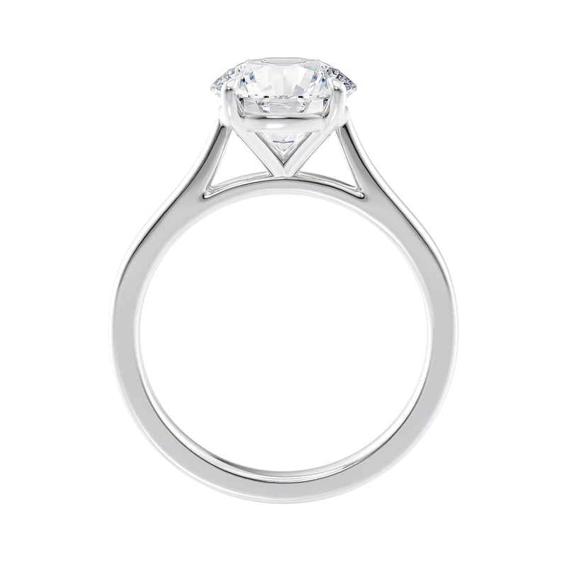 2 carat lab grown diamond engagement ring white gold side view.