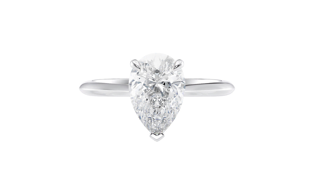 Pear Cut Solitaire Hidden Halo Lab Grown Diamond Engagement Ring