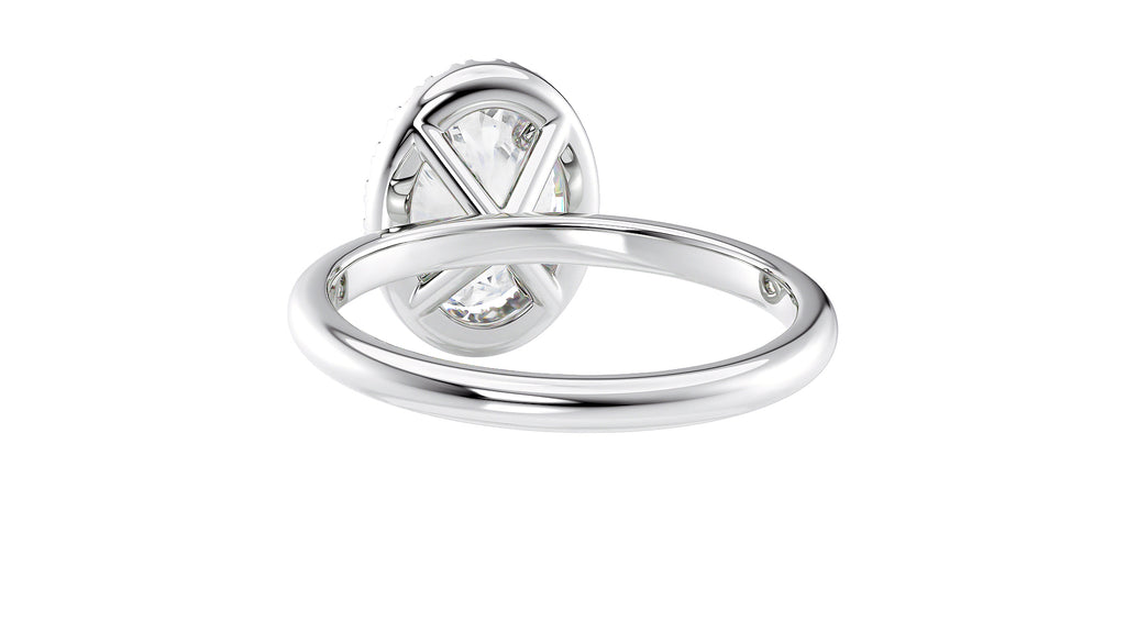 Lab Grown Oval Halo | Plain Band Diamond Engagement Ring - McGuire Diamonds