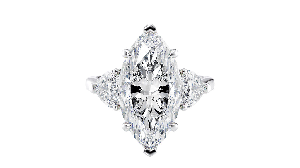 Marquise & Heart 3 Stone Lab Grown Diamond Engagement Ring