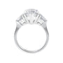 Marquise and heart cut 3 stone lab grown diamond engagement ring white gold side view.