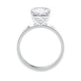 Natural cushion cut diamond solitaire engagement ring white gold side view.