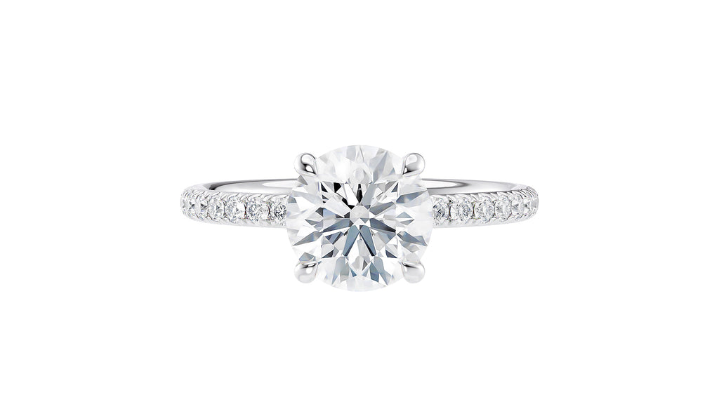 Round Solitaire Slim Diamond Band Engagement Ring