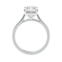 Natural diamond radiant cut engagement ring white gold side view.