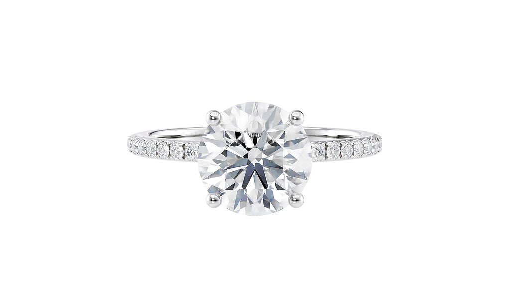 Round Solitaire Diamond Band Engagement Ring