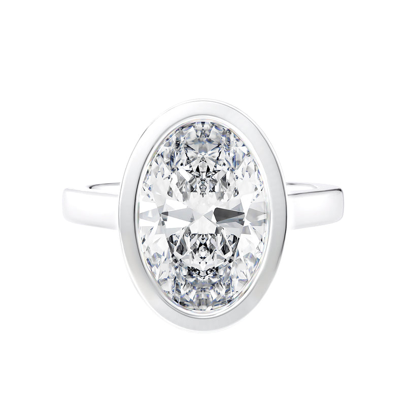 Oval Bezel Set Lab Grown Diamond Engagement Ring