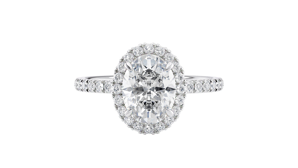 Oval Halo Diamond Band Engagement Ring