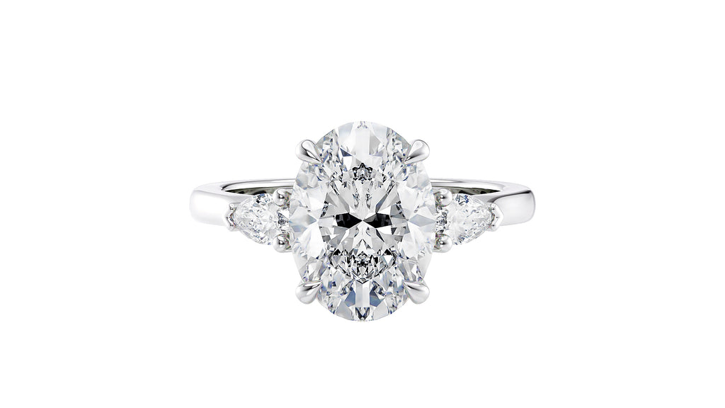 Oval & Pear 3 Stone Lab Grown Diamond Engagement Ring