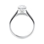 2 carat oval lab grown diamond engagement ring with diamond set bridge white gold side view.