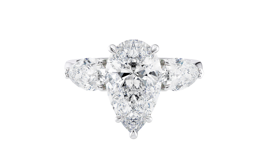 Pear Cut 3 Stone with Pear Cut Shoulders Lab Grown Diamond Engagement Ring