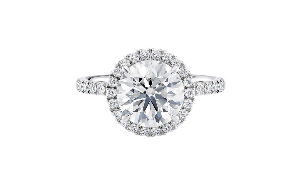 Round Halo Lab Grown Diamond Band Engagement Ring