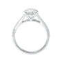 Laboratory grown diamond engagement ring with split diamond set band white gold side view.