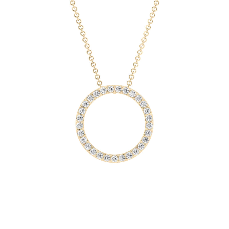 Gold circle diamond pendant